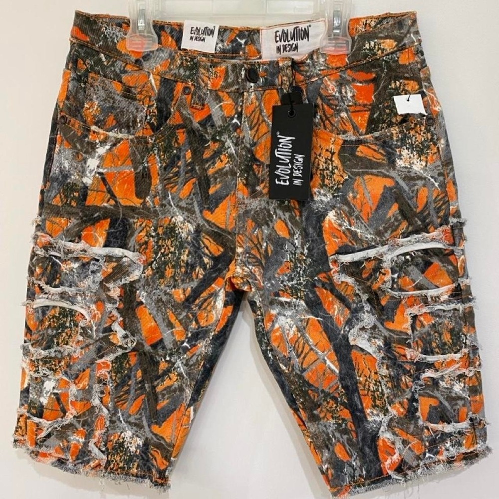 Brand New with Tags size 20,  Evolution Orange, Black & Gray Camouflage Shorts